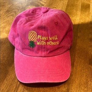 Pink Cap with Pineapple Embroidery